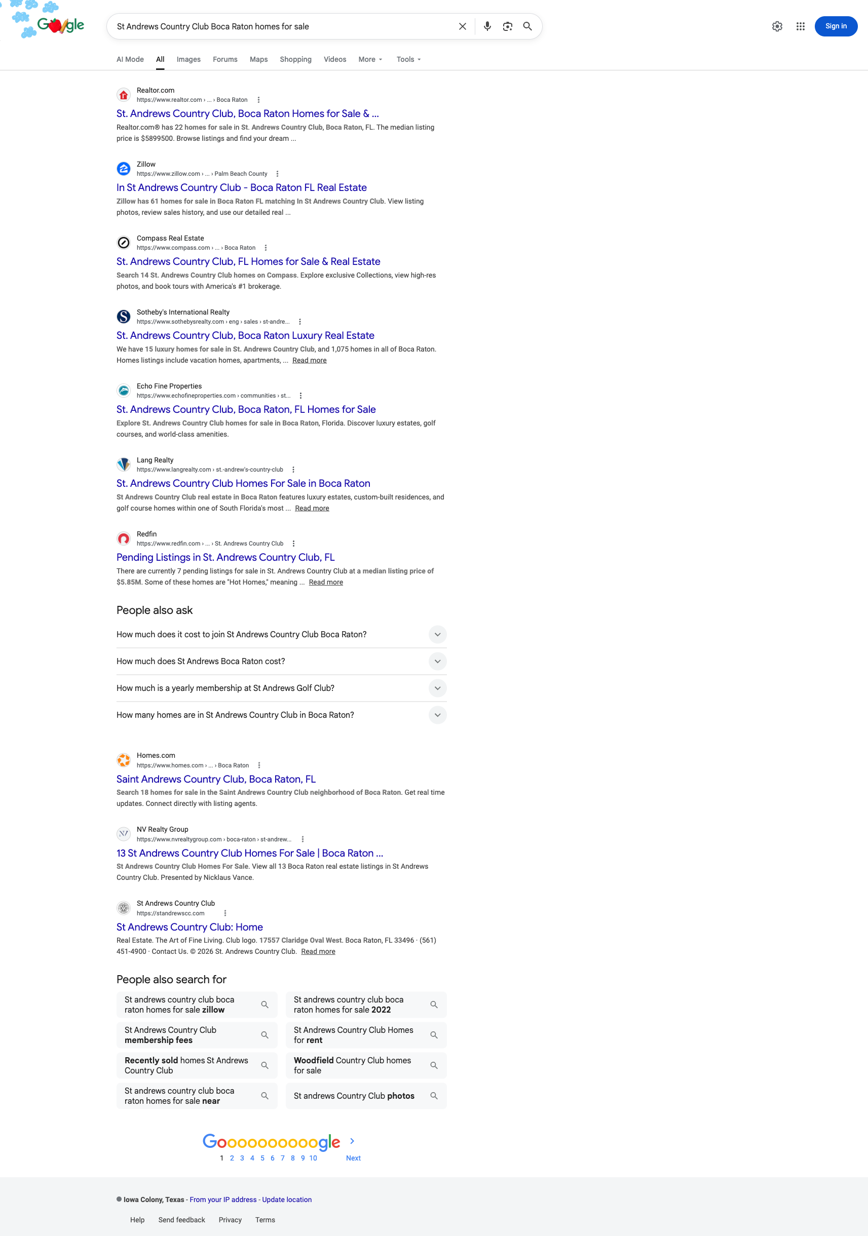 Google for St Andrews Country Club Boca Raton homes for sale